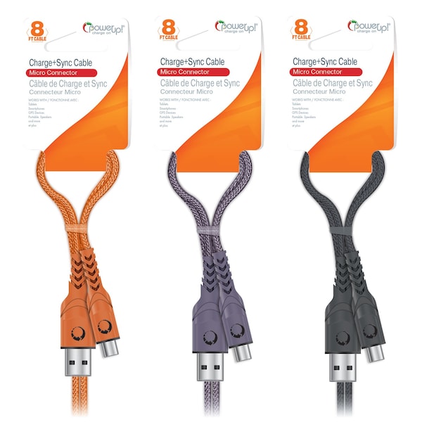USB Cable - 8ft Braided - Micro USB